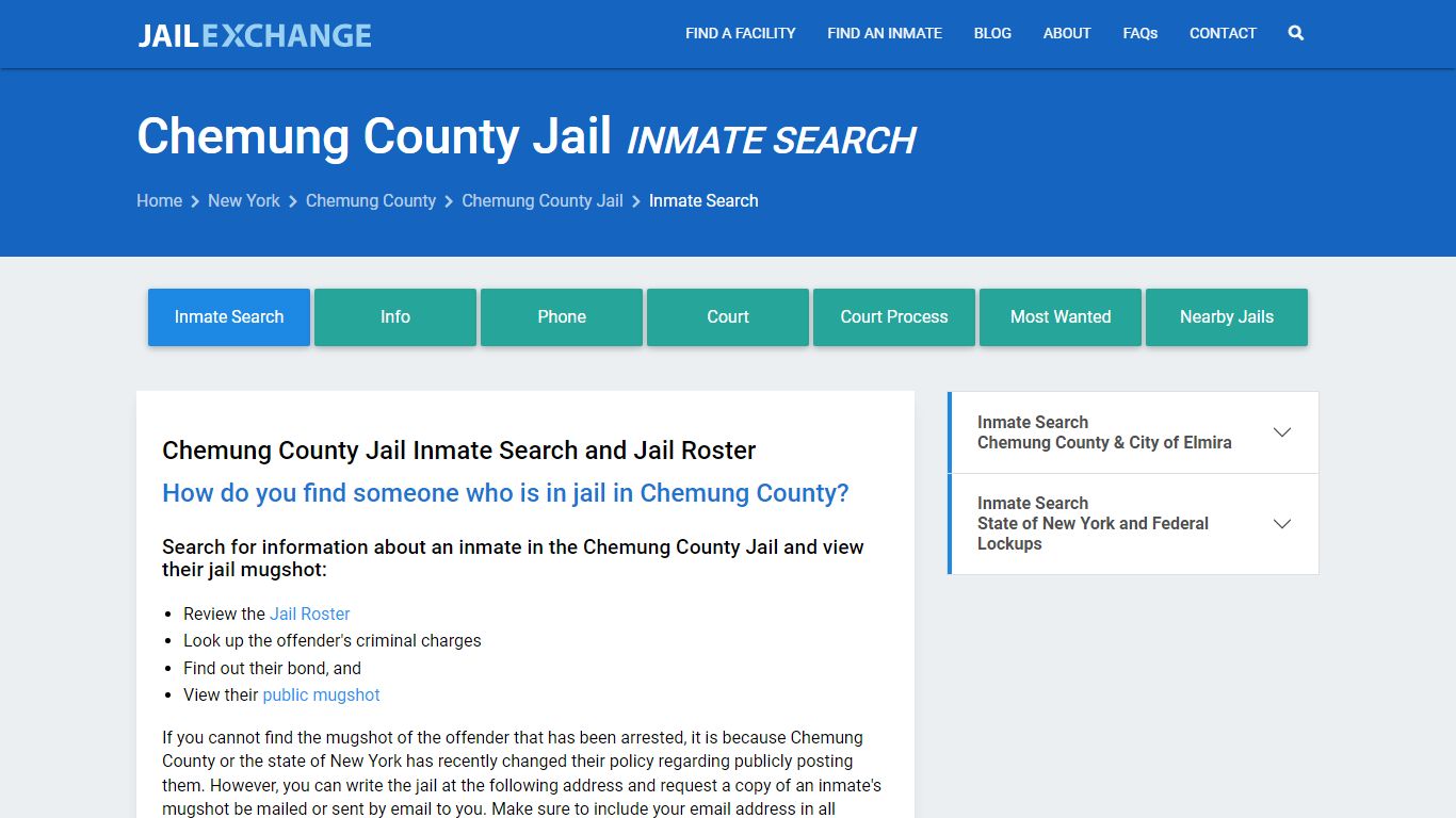 Inmate Search: Roster & Mugshots - Chemung County Jail, NY